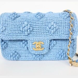 Chanel Light Blue Crochet Mini Bag